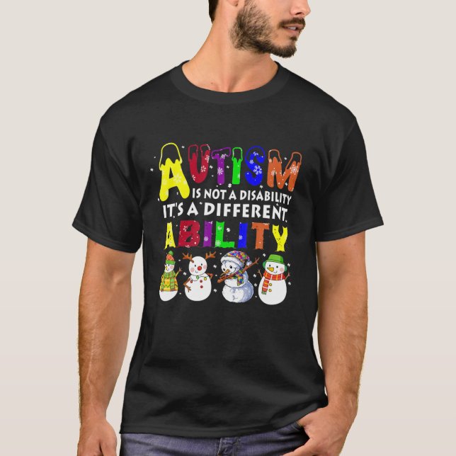 Autismus Fähigkeit Niedlich Snowman Autismus Famil T-Shirt (Vorderseite)