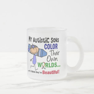 Autismus FARBE IHRE EIGENEN WELTsöhne Mattglastasse