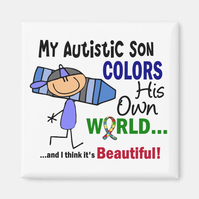 Autismus FARBIERT SEINEN EIGENEN WORLD Son Magnet (Vorne)