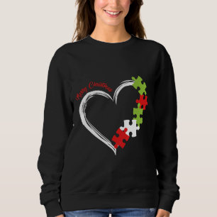 Autismus-frohe Weihnachts-Autismus Herz Puzzle Kos Sweatshirt