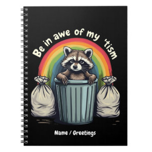 Autismus Funny Raccoon in Ehrfurcht vor meinem 'Ti Notizblock