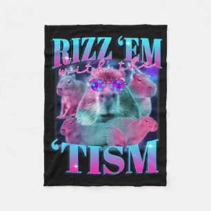 Autismus Funny Rizz Em mit dem Tismus Capybyra Mem Fleecedecke