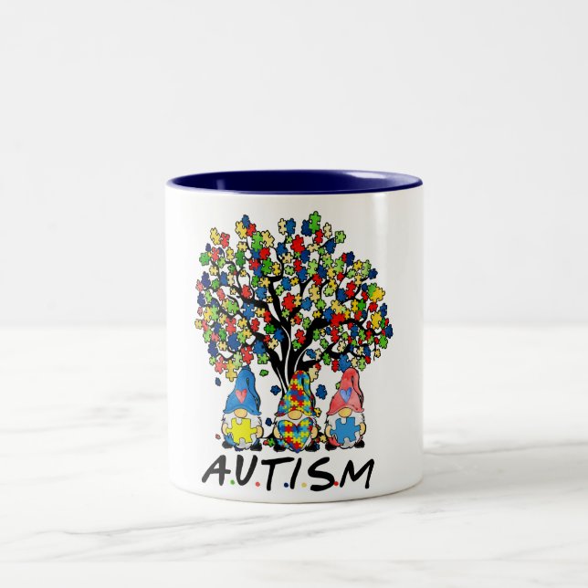 Autismus Gnomes Zwei-Tone-Kaffee-Tasse Zweifarbige Tasse (Mittel)