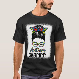 Autismus Grammy Messy Bun gebleicht Autismus Bewus T-Shirt