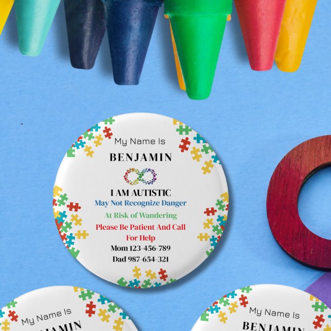 Autismus-ID Kind oder Erwachsener Button (Von Creator hochgeladen)