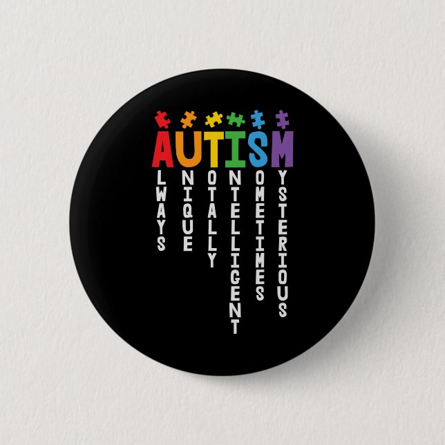 Autismus ist immer einzigartig, völlig intelligent button (Vorderseite)