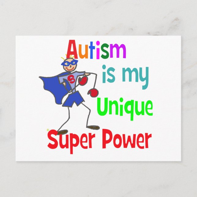 Autismus ist mein einzigartiger Super-Power Postkarte (Vorderseite)