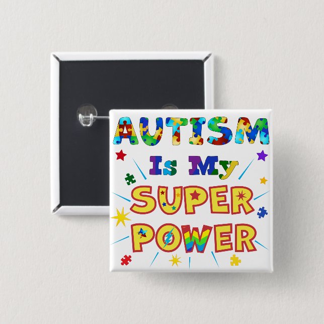 Autismus ist mein Super-Power Button (Vorne & Hinten)