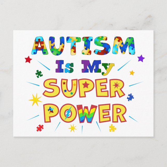 Autismus ist mein Super-Power Postkarte (Vorderseite)