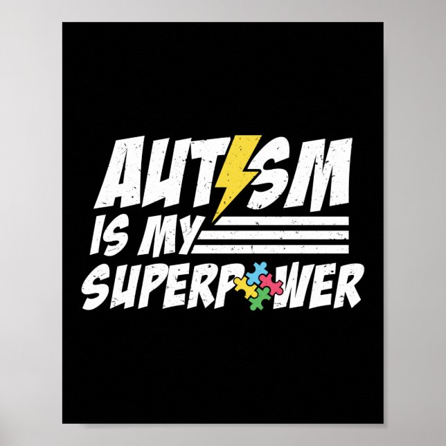 Autismus ist mein Supermacht Autismus Superheld Poster (Vorne)