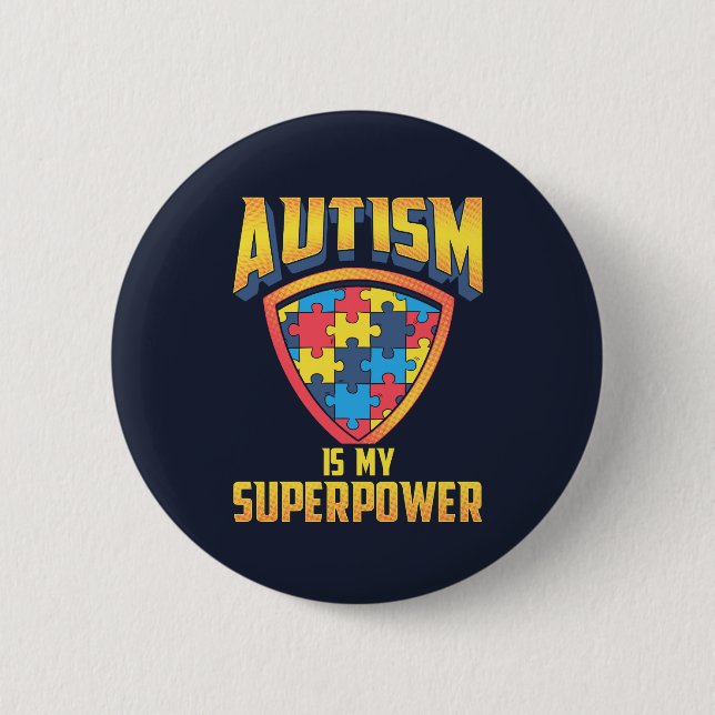 Autismus ist mein superpower Gold Red Blue Puzzle Button (Vorderseite)