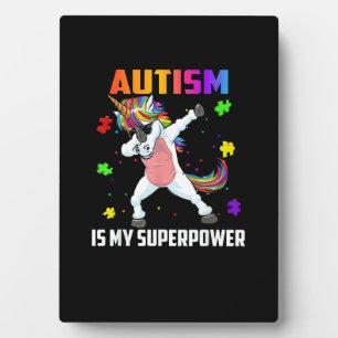 Autismus ist meine Superkraft Dabbing Einhorn Gesc Fotoplatte