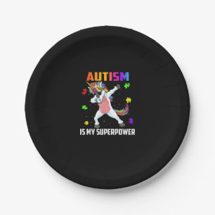 Autismus ist meine Superkraft Dabbing Einhorn Gesc Pappteller