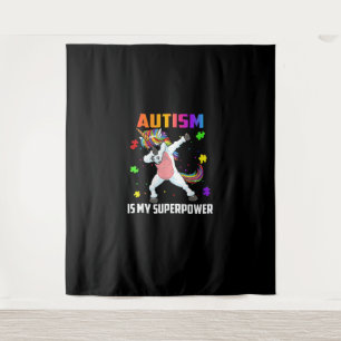 Autismus ist meine Supermacht, die Einhorn-Geschen Wandteppich