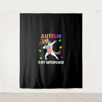 Autismus ist meine Supermacht, die Einhorn-Geschen Wandteppich