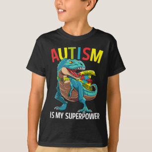 Autismus ist meine Supermacht Dinosaurier Puzzle P T-Shirt