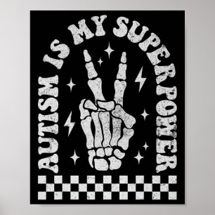 Autismus ist meine Supermacht Groovy Autismus Awar Poster