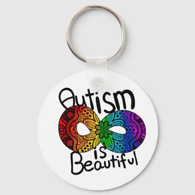 Autismus ist schön | Rainbow Infinity Symbol Key Schlüsselanhänger (Vorderseite)