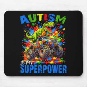 Autismus ist Superkraft Dino T Rex Monster Truck K Mousepad