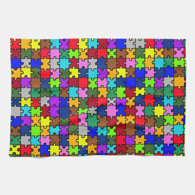Autismus jigsaw geschirrtuch (Horizontal)