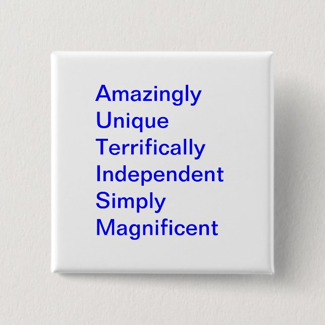 Autismus-Knopf - Quadrat Button (Vorderseite)