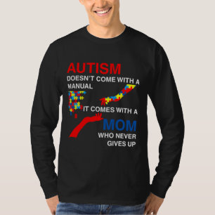 Autismus kommt mit einem Handbuch, das mit einem T-Shirt