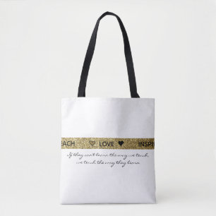 Autismus-Lehrer Glitter Gold Schwarz und Weiß Zita Tasche