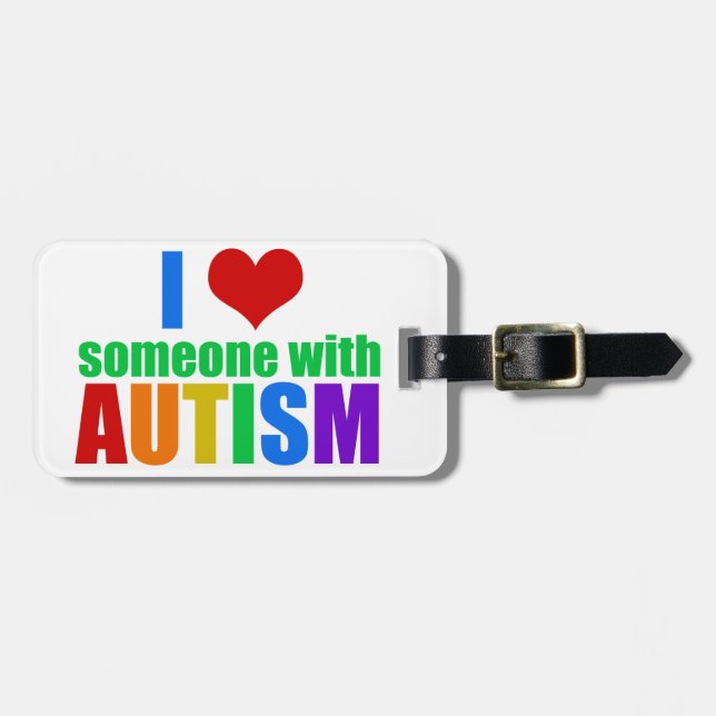 Autismus Liebe Regenbogenfamilie Unterstützung far Gepäckanhänger (Vorderseite horizontal)