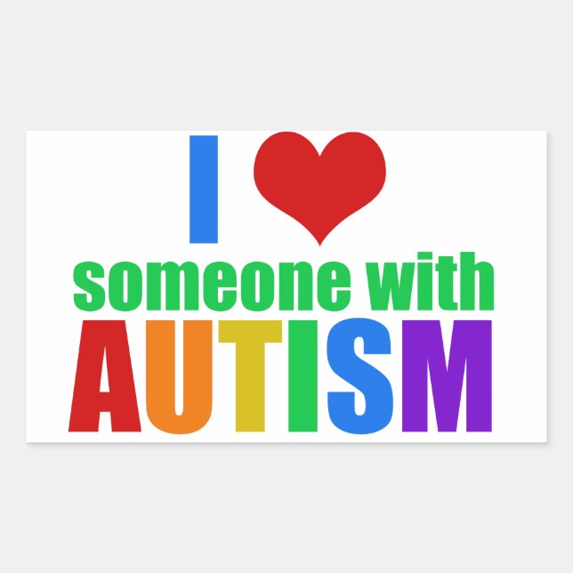 Autismus Liebe Regenbogenfamilie Unterstützung far Rechteckiger Aufkleber (Vorderseite)