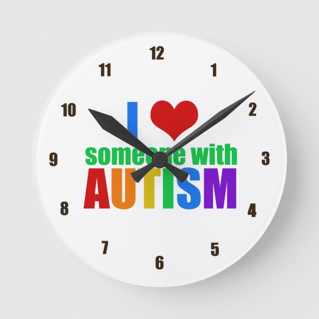 Autismus Liebe Regenbogenfamilie Unterstützung far Runde Wanduhr (Vorderseite)