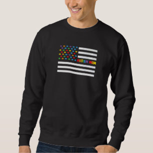 Autismus Mama Amerikanische Flagge Welt Autismus B Sweatshirt