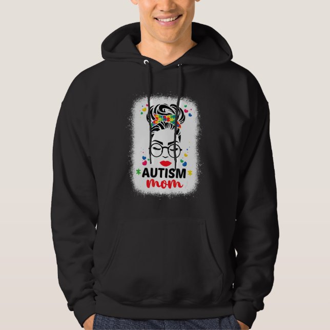 Autismus Mama Autismus gebleicht Motherâ€™s Messy  Hoodie (Vorderseite)