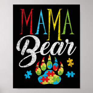 Autismus Mama Bär Puzzle Teil Kind Grunge Autisti Poster