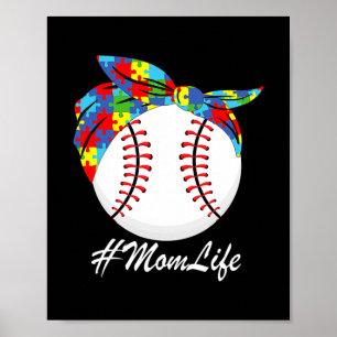 Autismus Mama Baseball Messy Bun Autismus Bewussts Poster