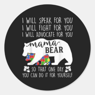 Autismus Mama Bear ich sprechen kämpfen für Y Runder Aufkleber