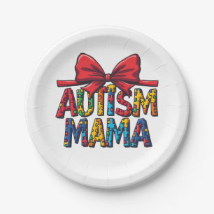 Autismus Mama Bow Coquette Mama Autismus Bewusstse Pappteller