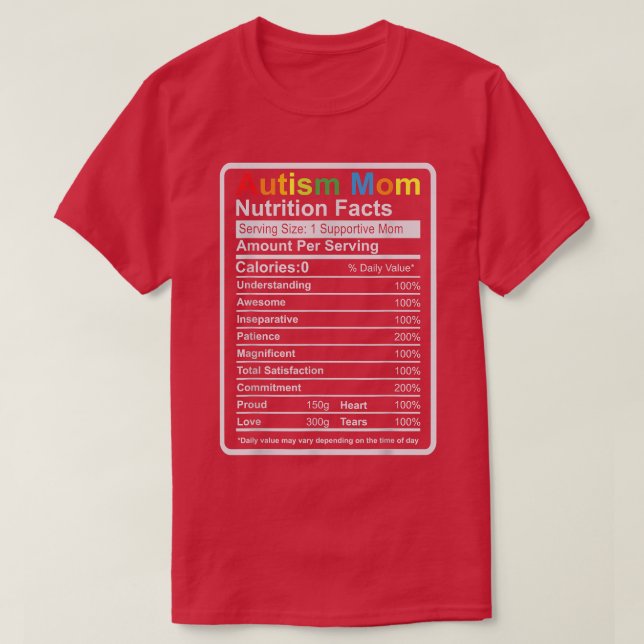 Autismus Mama Ernährung Fakten ADHD Autismus Bewus T-Shirt (Design vorne)