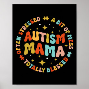 Autismus Mama Groovy Autismus Bewusstsein Inspirat Poster