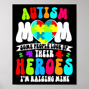 Autismus Mama Groovy Herz Puzzle Autismus Bewussts Poster