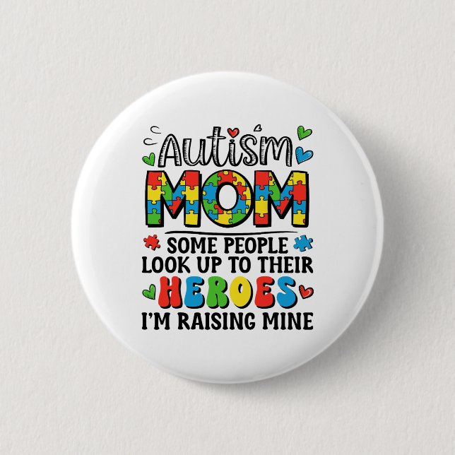 Autismus Mama Hero Groovy Autismus Bewusstsein Button (Vorderseite)