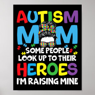 Autismus Mama Hero Messy Bun Autismus Bewusstsein Poster