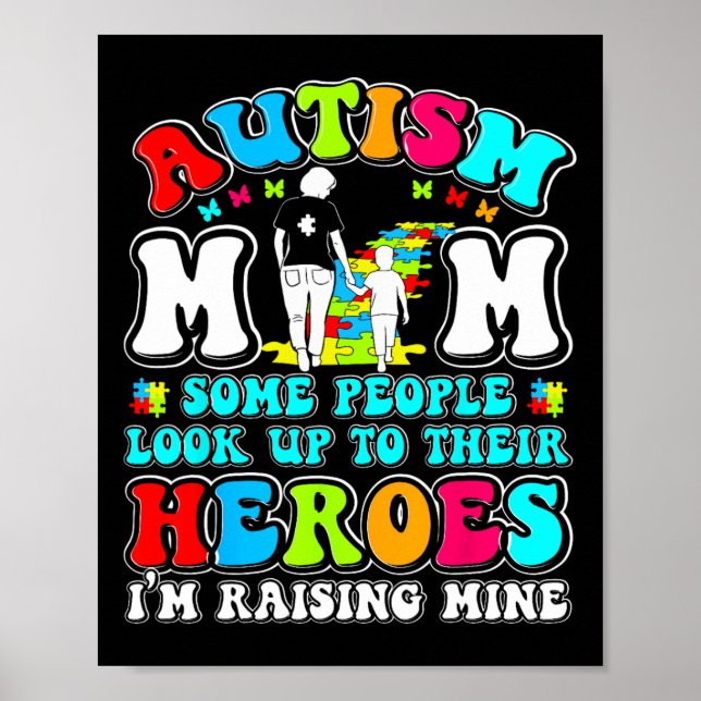 Autismus Mama Hero Mutter Sohn Autismus Auszeichnu Poster (Vorne)