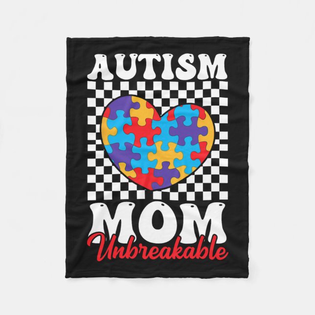Autismus Mama Herz Puzzle Mutter Sohn Autismus Fleecedecke (Vorderseite)
