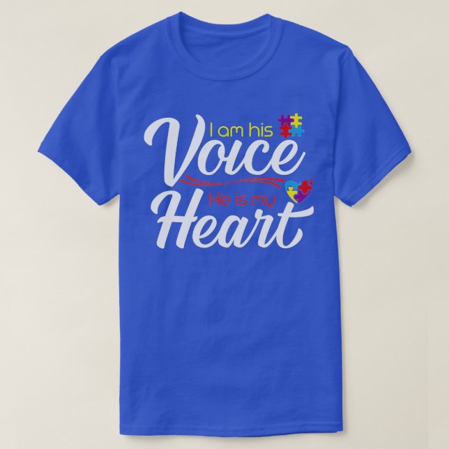 Autismus Mama Ich bin seine Stimme, er ist mein He T-Shirt (Design vorne)