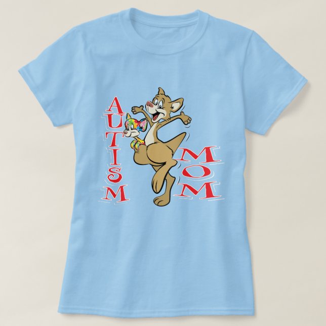 Autismus-Mama - Kangaroo und Joey T-Shirt (Design vorne)