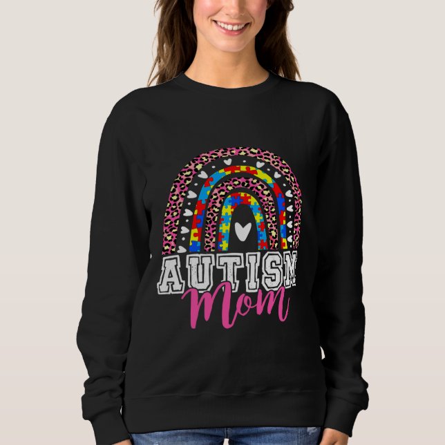 Autismus Mama Leopard Rainbow Mama Sweatshirt (Vorderseite)
