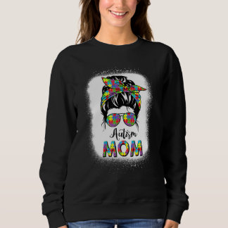 Autismus Mama Life Messy Bun gebleicht Motheru2019 Sweatshirt