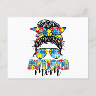 Autismus Mama Life Messy Bun Sonnenbrille Bandana  Postkarte