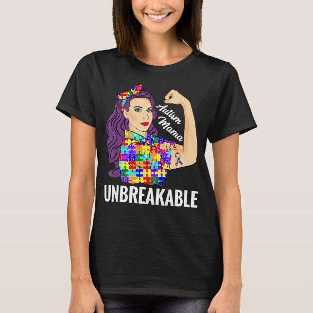Autismus Mama Mama Bewusstsein Autistische Puzzlet T-Shirt (Vorderseite)