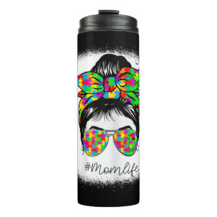Autismus Mama Messy Bun gebleicht für Autismus Be Thermosbecher